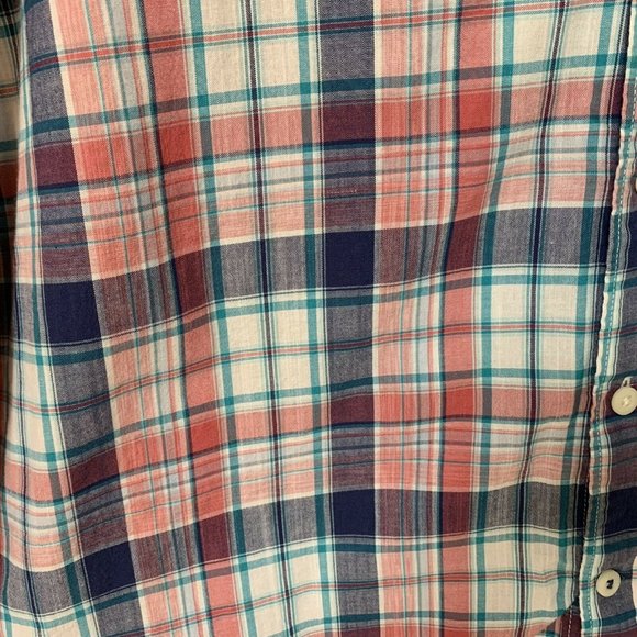 IZOD Men's Salt Water Relax Blue Plaid Short Sleeve Button Down Shirt Size XXLT - Picture 2 of 9